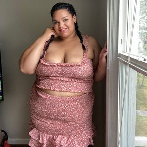 Floral Crop Top and Skirt Set